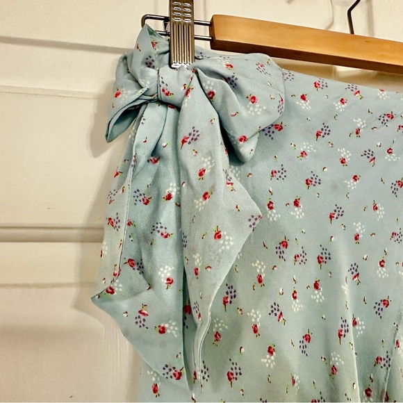 LoveShackFancy Jolene Silk Skirt in Blue - Picture 4 of 13